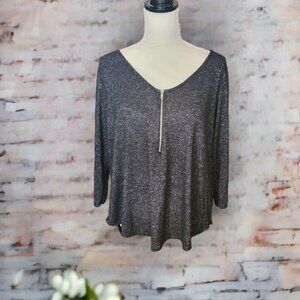 Green Envelope Gray Long Sleeve Zippered Front Pull Over Sweater - Size XXL